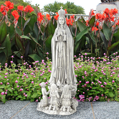Estatua Nuestra Señora de Fátima jardín 12x14x32pulg resina