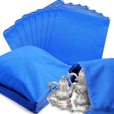 8 Pzas Bolsas Joyas con Cremallera 18x18pulg Azul