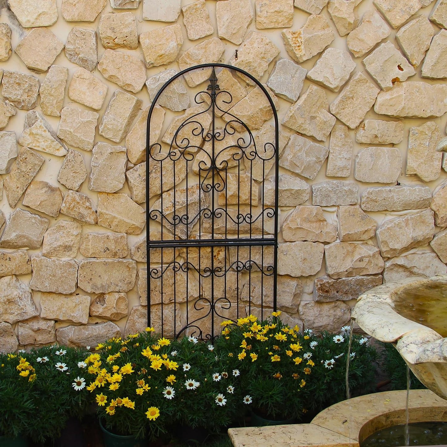 Enrejado jardín metálico 150x55cm resistente decorativo