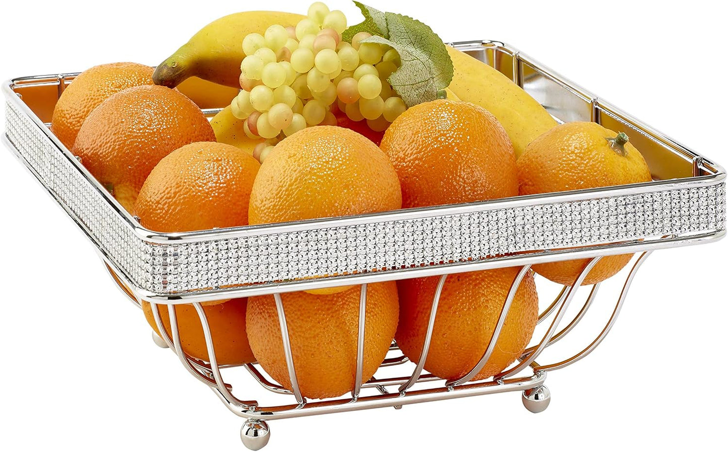 Cesta cuadrada encimera para frutas y verduras cromo