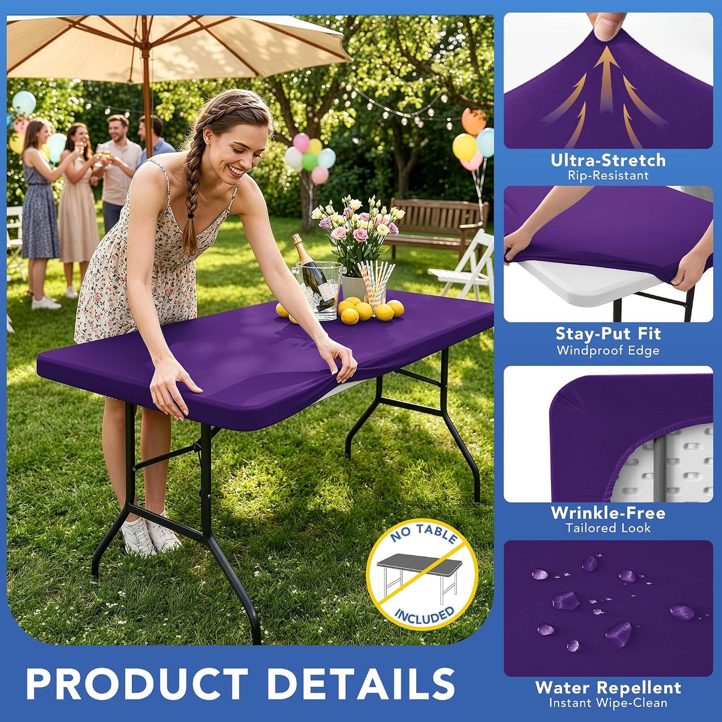 Manta elástica para mesa rectangular 8ft camping