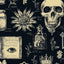 Papel tapiz calavera gótica bruja beige negro autoadhesivo