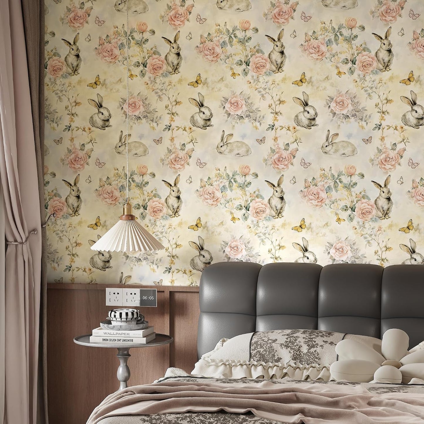 Papel tapiz floral bohemio 17.3x78.8pulg autoadhesivo dormitorio