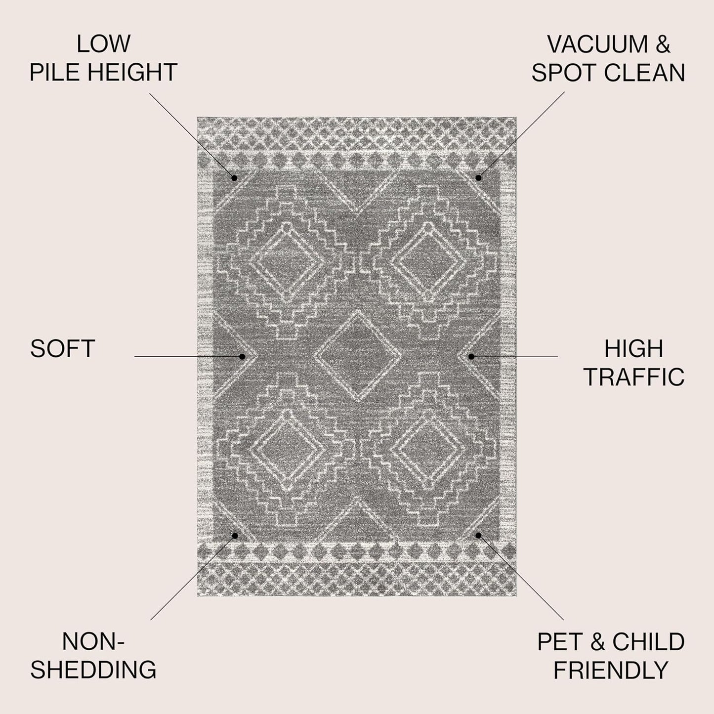 Alfombra Beni Souk gris/crema 4x6 interiores