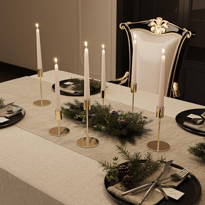 Set 24 portavelas cónicos oro decoración hogar