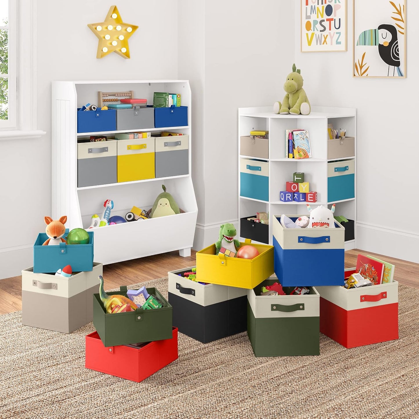 6 Cajas Tela Plegables para Niños con Asas Organiz.