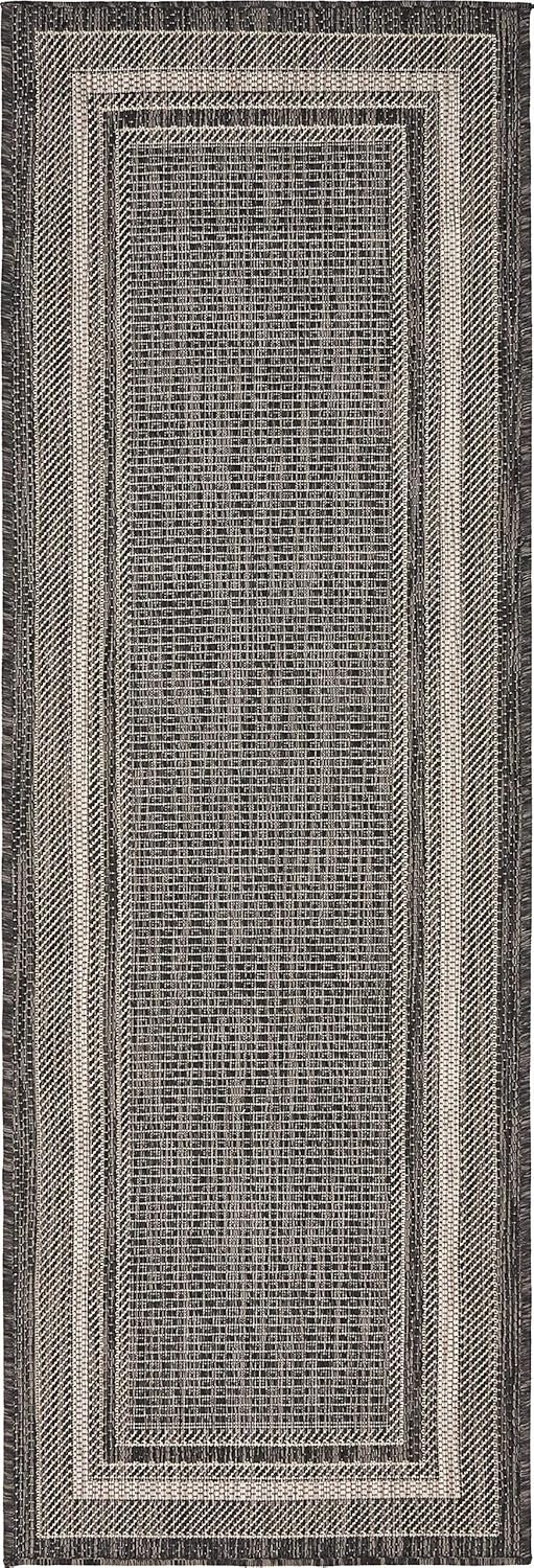 Alfombra área borde suave 2x6ft 1" negro/marfil