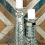 Portavelas cristal 4x4x14 pulg color plateado