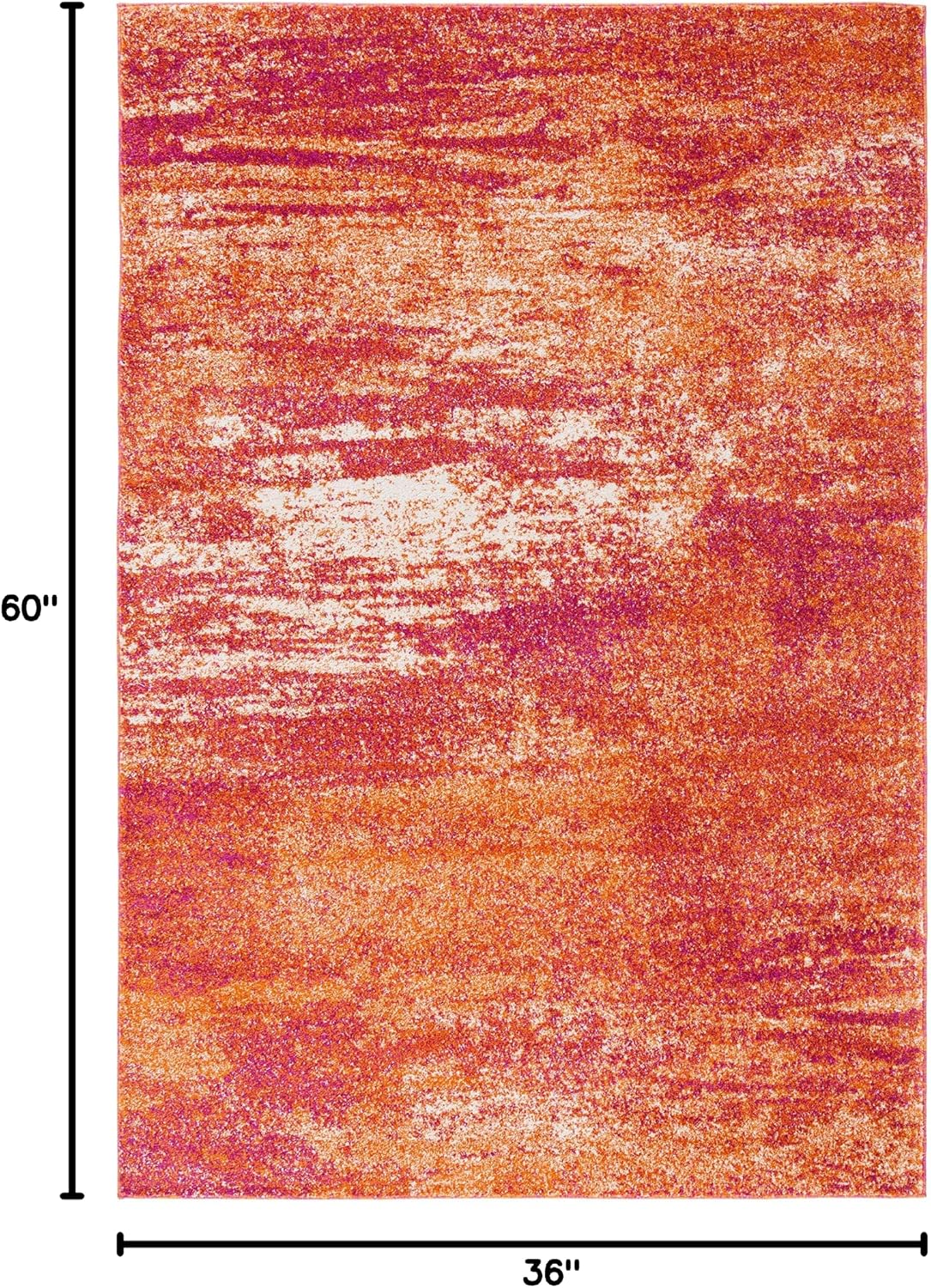 Alfombra moderna abstracta 3x5ft color marfil/naranja