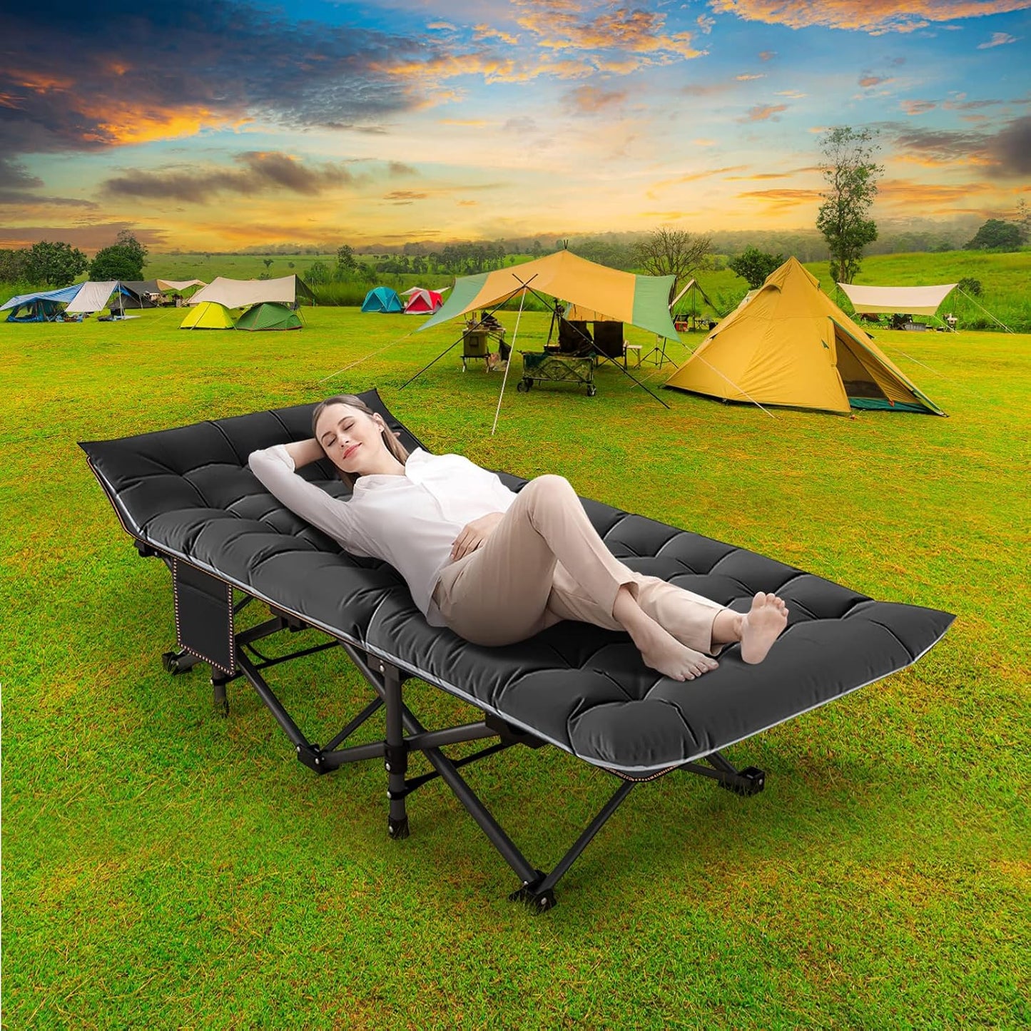 Catre plegable con colchón para adultos camping oficina