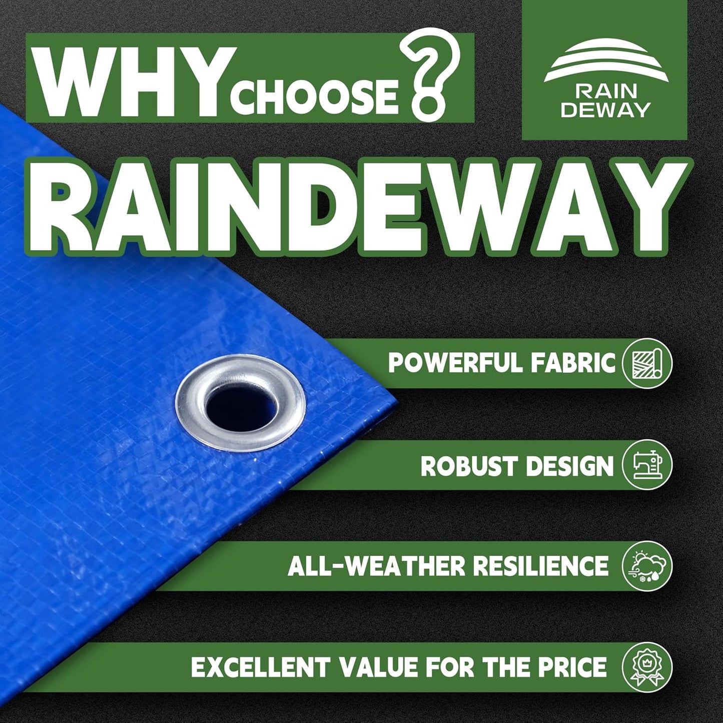Lona azul 10x16ft 8mil UV resistente con ojales