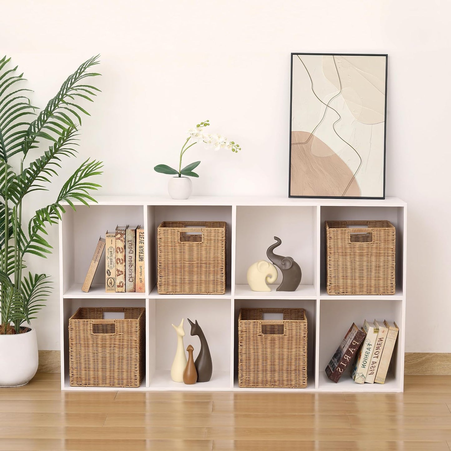 Cestas ratán plegables 10.5x10.5" set 3 color caqui