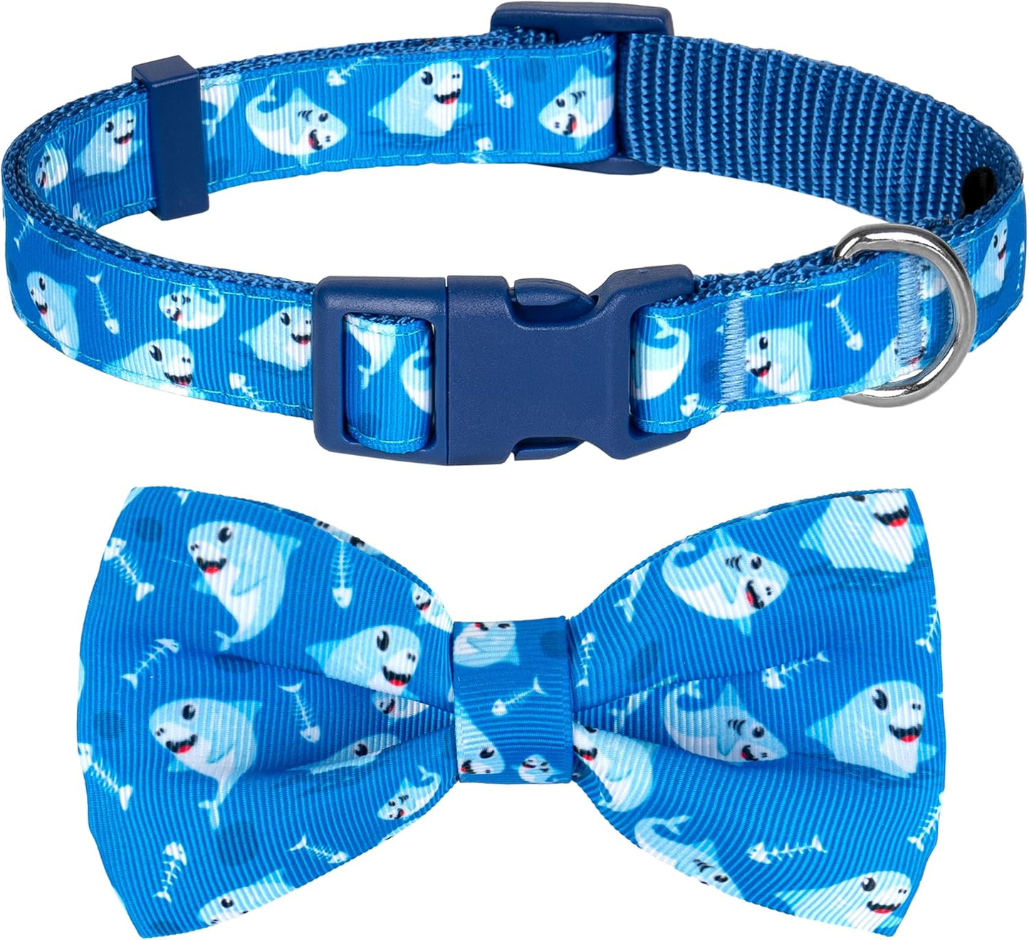 Collar perro con corbatín ajustable suave para pequeños S Tiburón