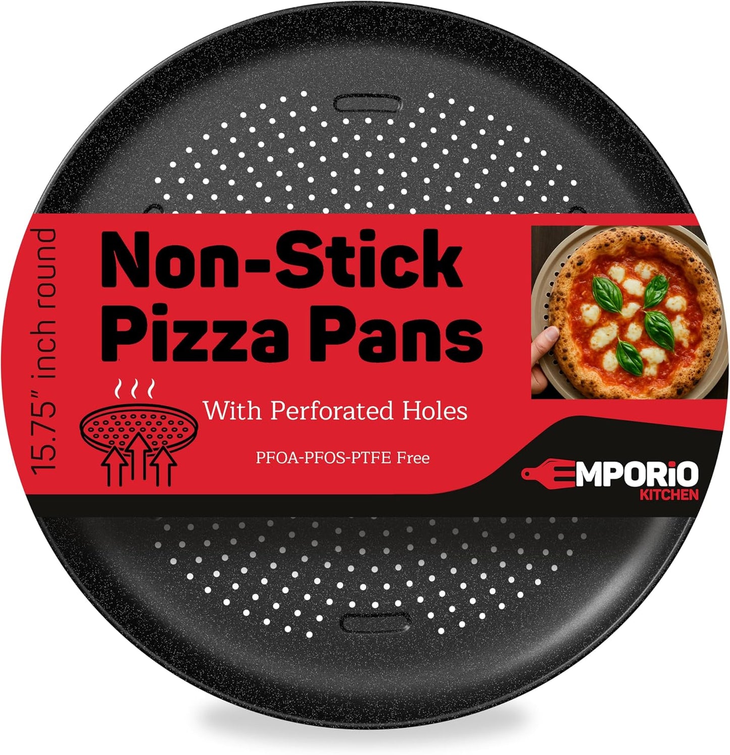Bandeja hornear pizza acero carbono 15.75pulg antiadherente gris