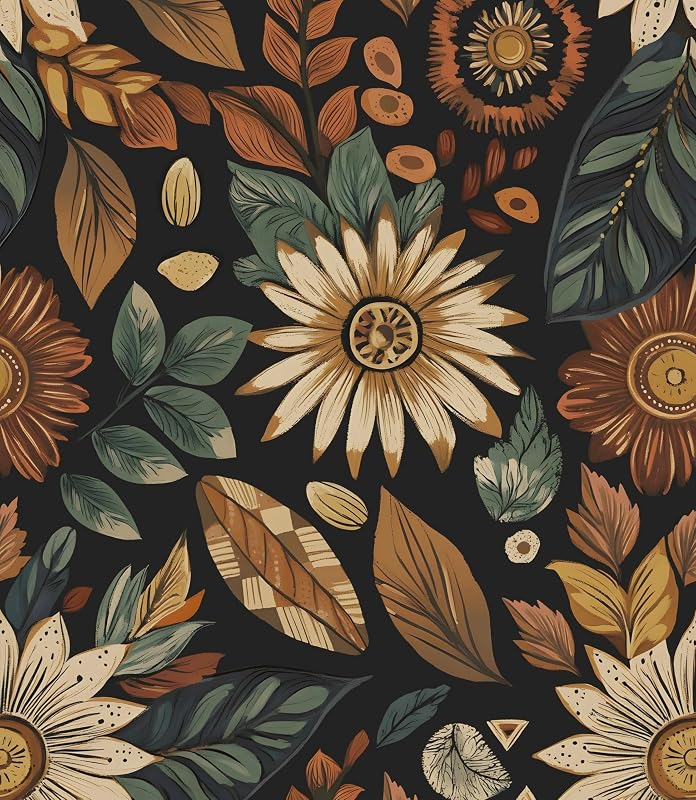 Papel tapiz vintage boho floral 17.5x393.7" autoadhesivo