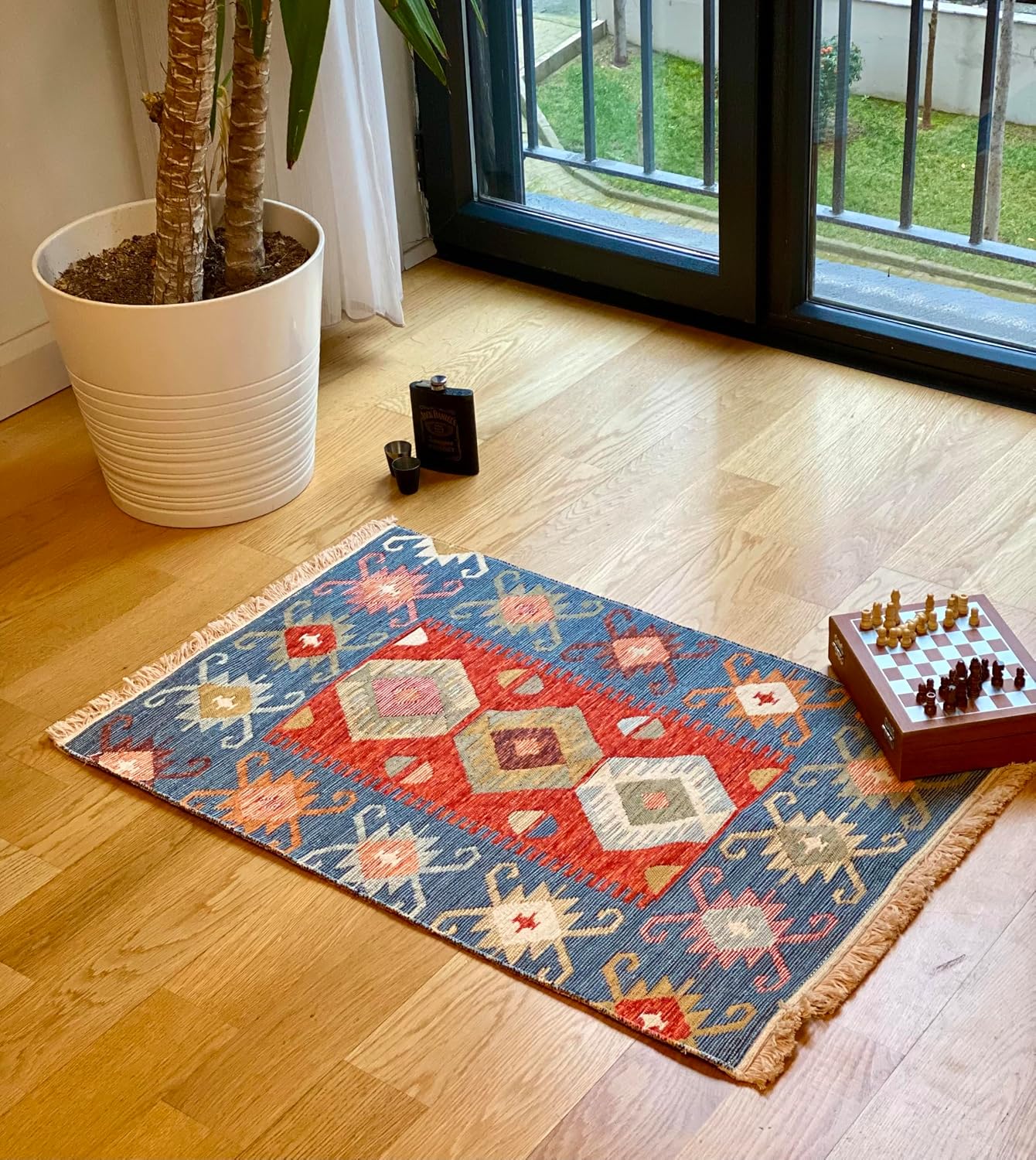Alfombra pequeña reversible lavable algodón 2x3ft pájaros