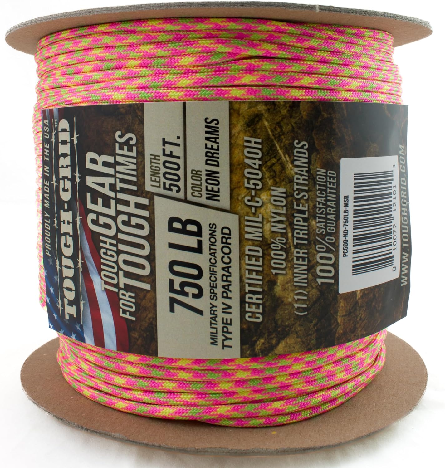 Cuerda paracaídas 340kg 100% nailon Mil-Spec tipo IV USA