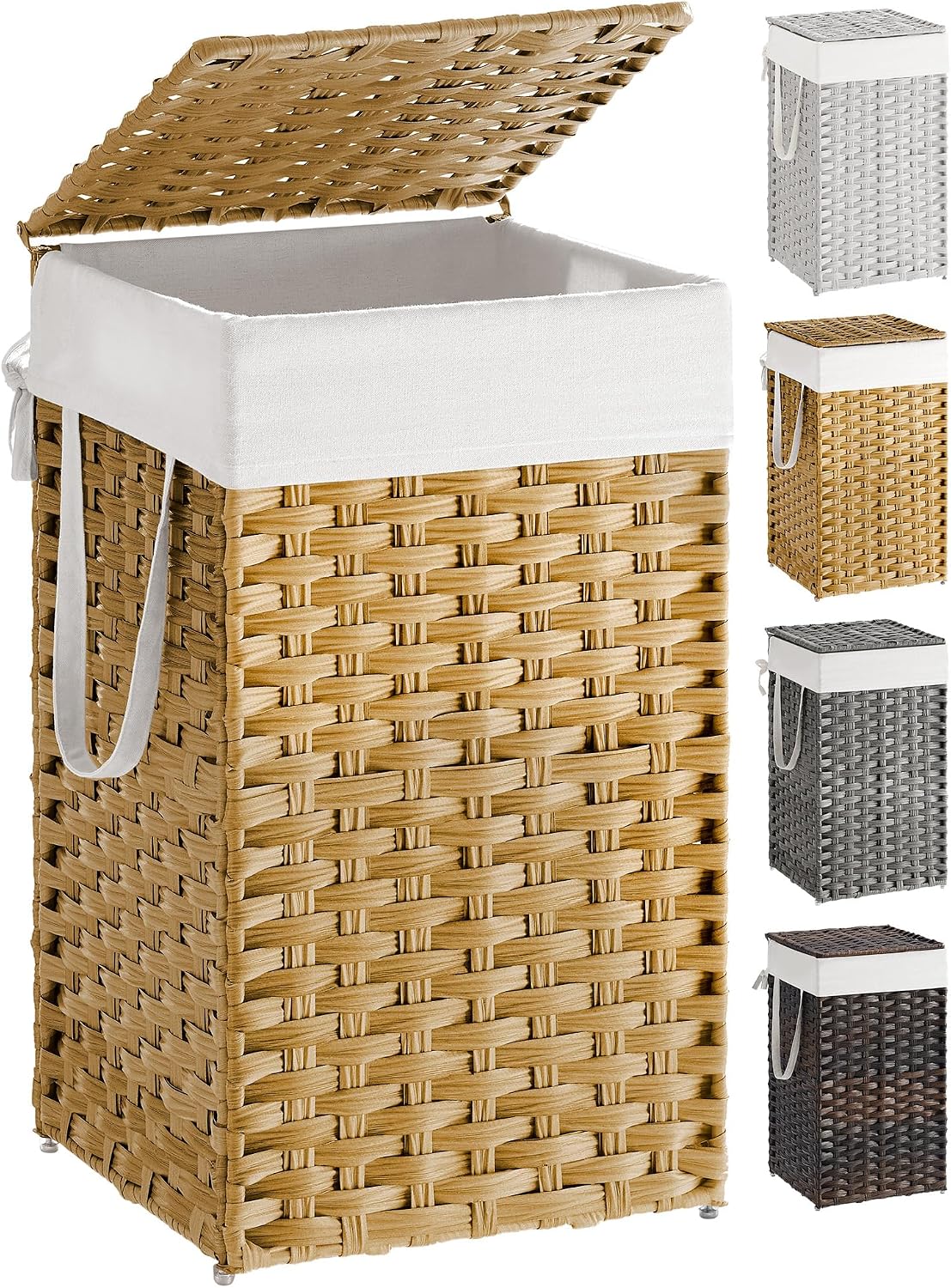 Cesta lavandería ratán sintético 65L con tapa plegable