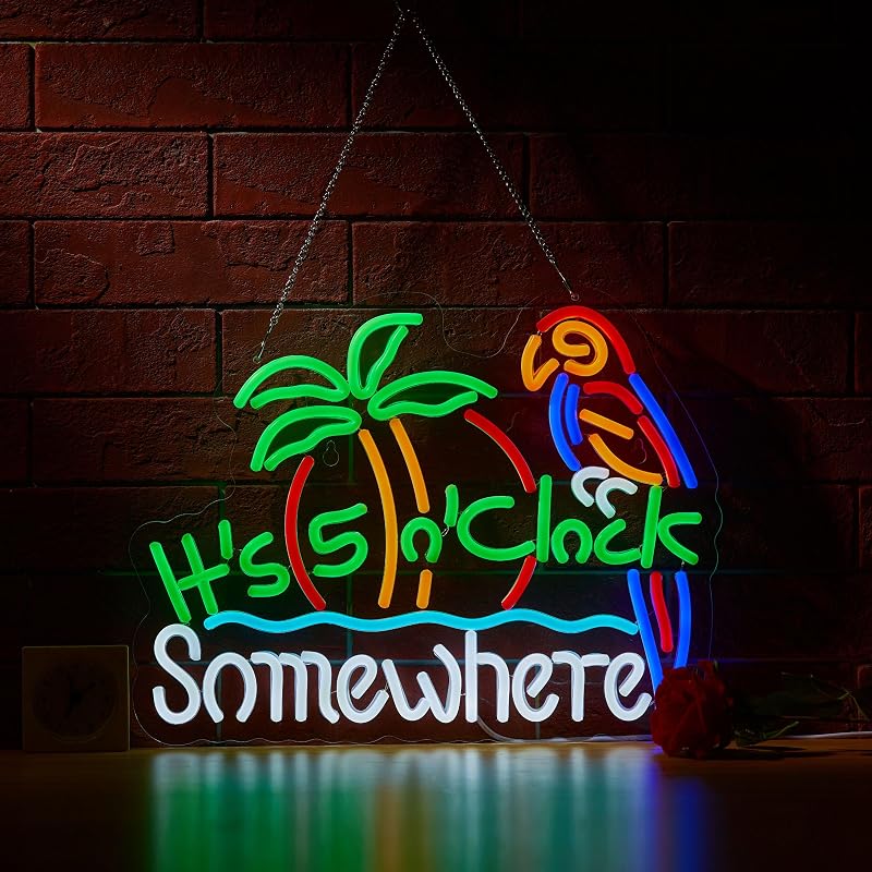 Letrero neón LED texto inglés 5:00 oclock para pared garaje