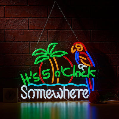 Letrero neón LED texto inglés 5:00 oclock para pared garaje