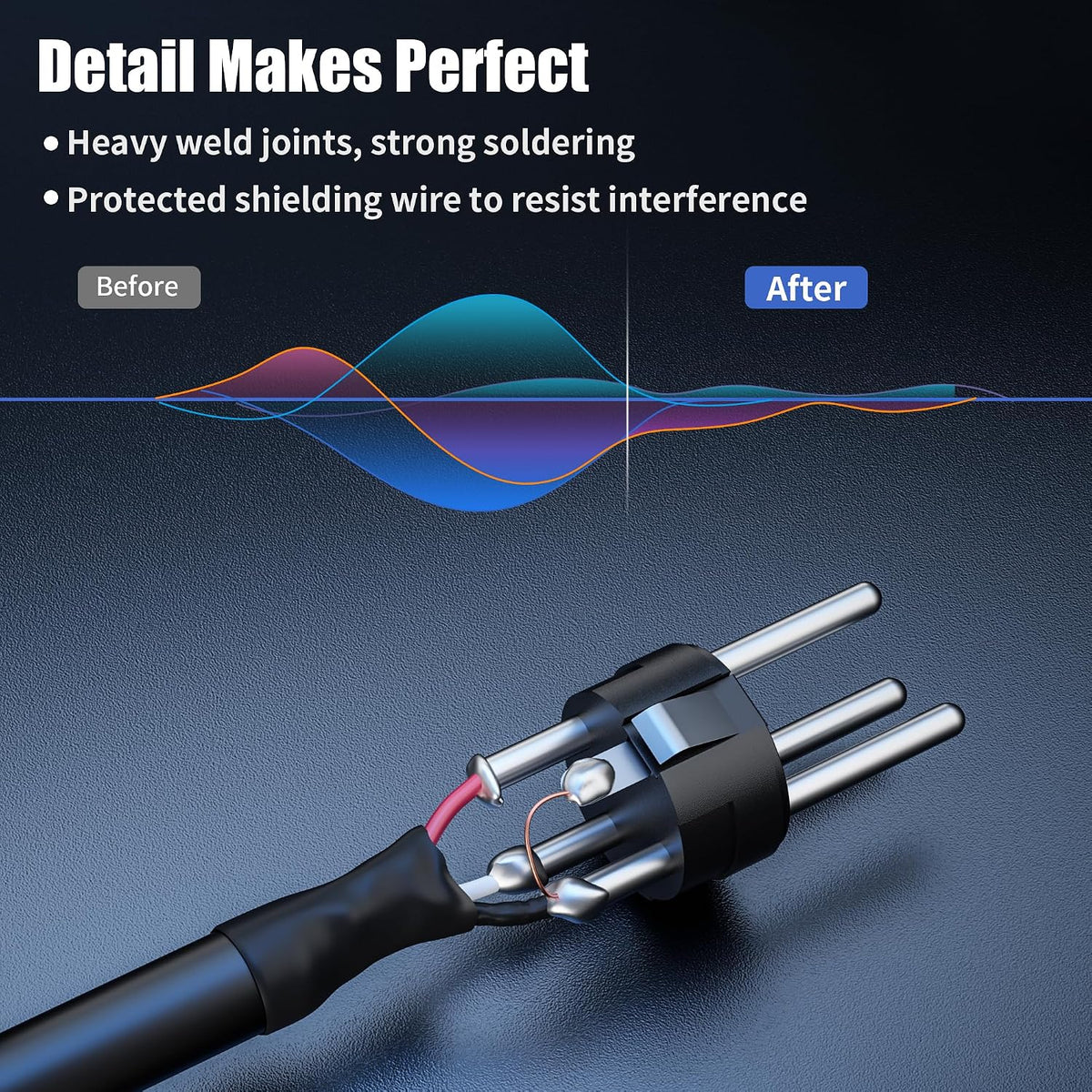 Cable XLR macho a hembra 3 pines negro 22 AWG OFC