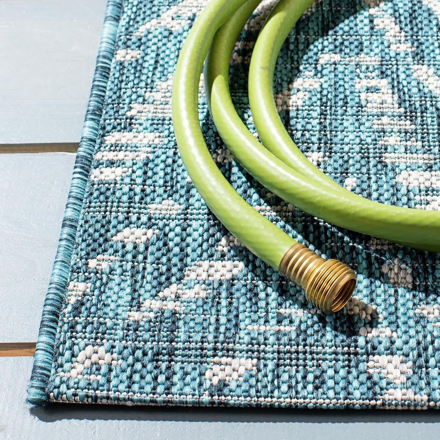 Alfombra decorativa impermeable 9x12ft color azul/gris