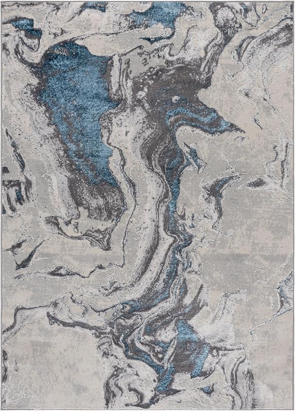 Alfombra área 6x9ft gris azul diseño abstracto moderno