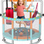 Cama elástica 55pulg para niños con red y barra ajustable