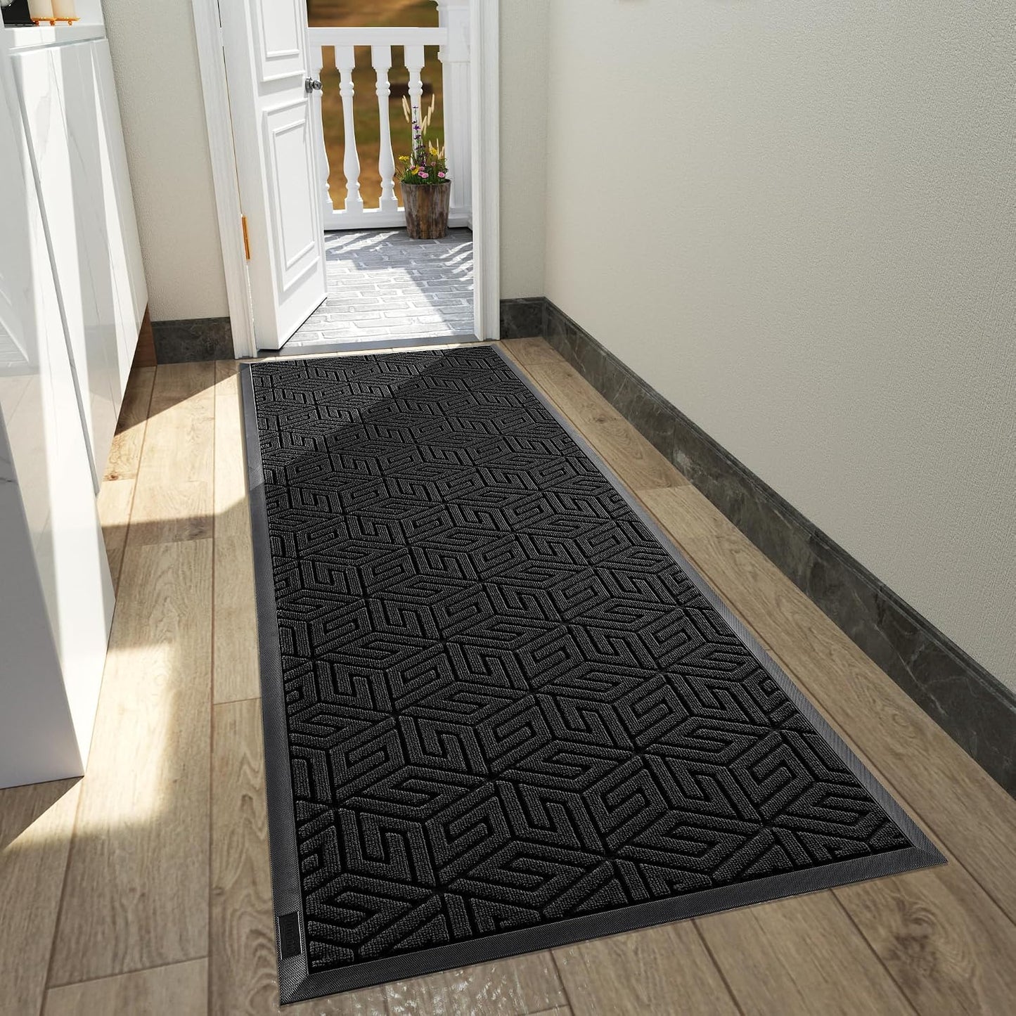 Tapete puerta exterior 72x24pulg impermeable goma natural