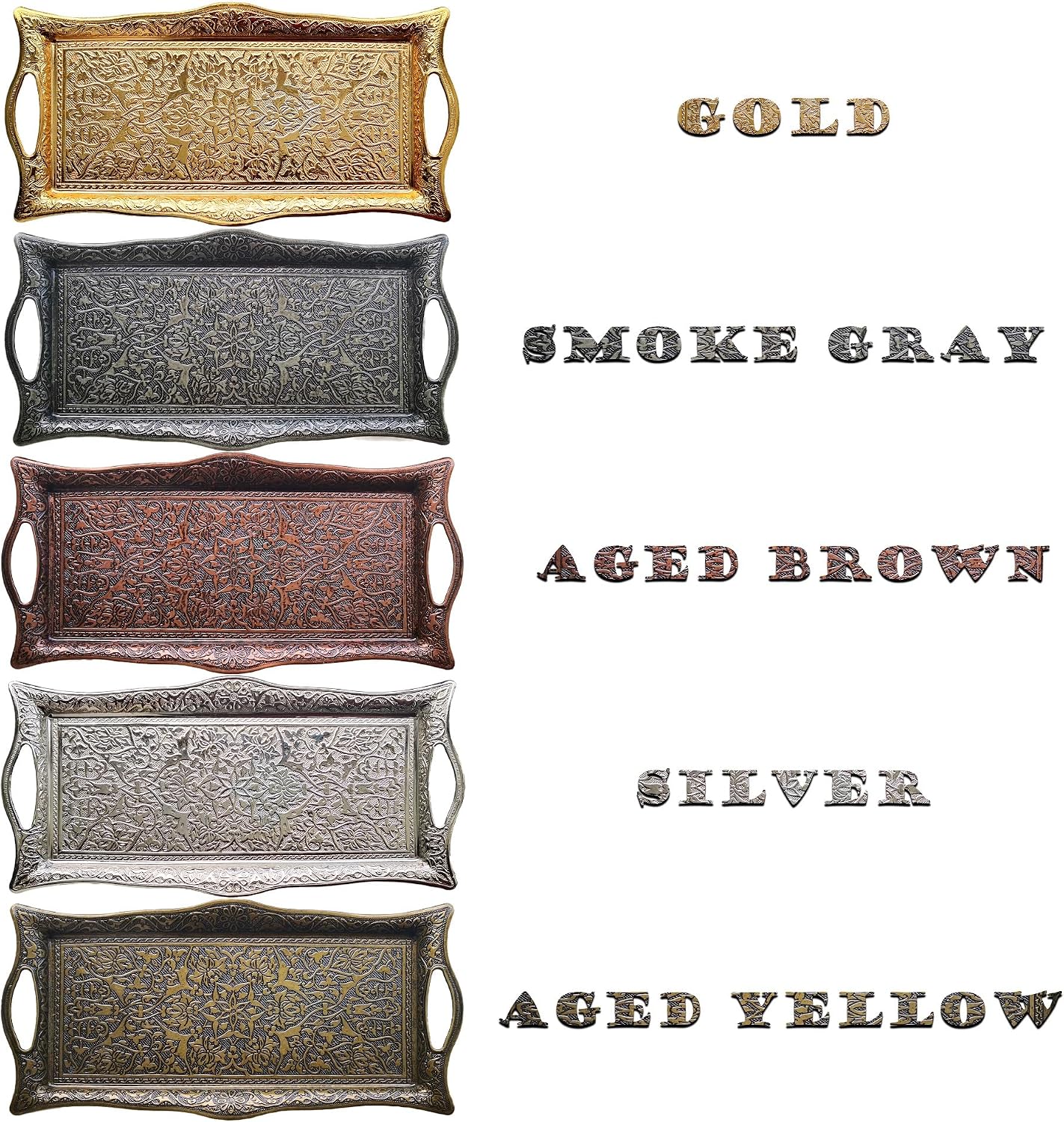 Bandeja metal servir vintage rectangular amarillo envejecido