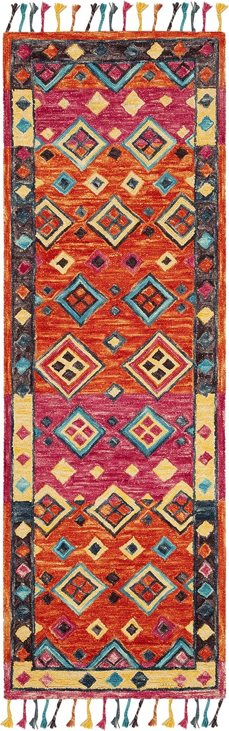 Alfombra pasillo lana trenzada bohemia 2'3"x21"
