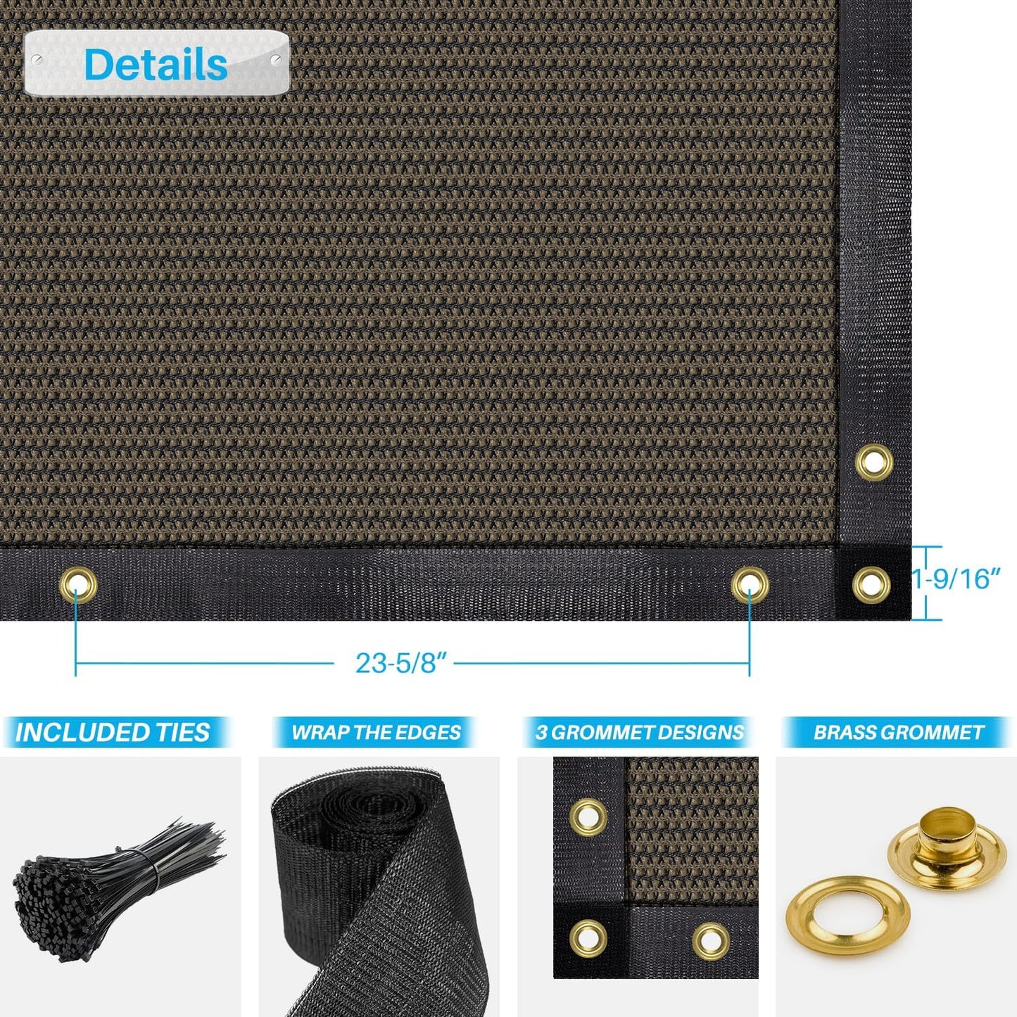 Pantalla privacidad tela malla 4x12" bronce