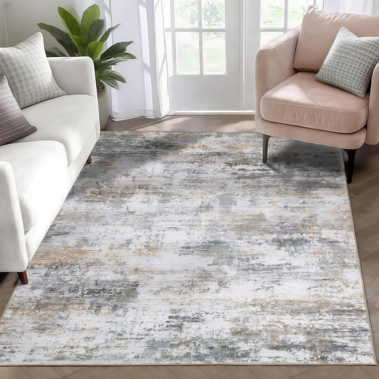 Alfombra boho 3x5" antiderrap sala dormitorio