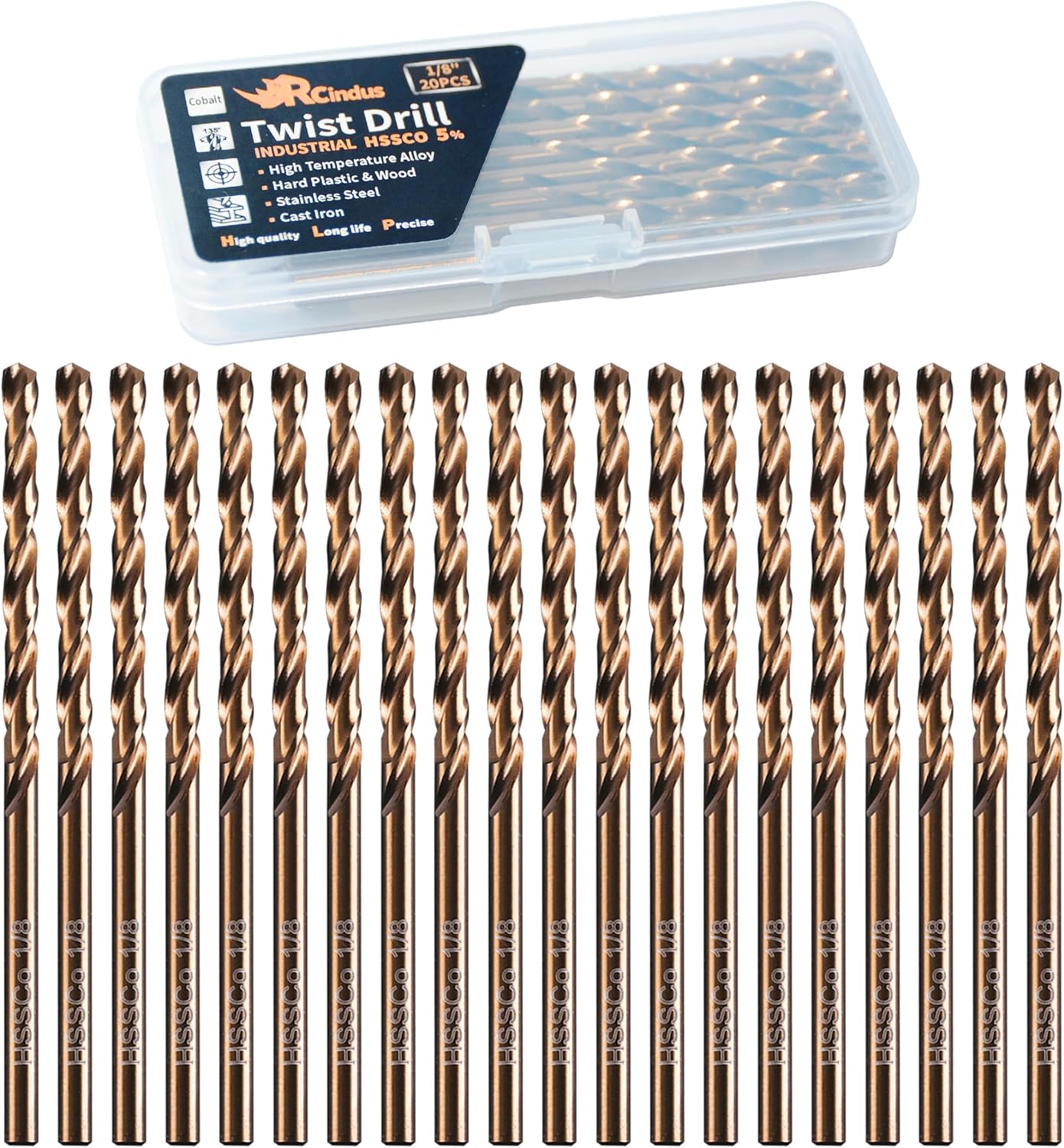20 Pzas Broca HSS M35 para acero inox y madera