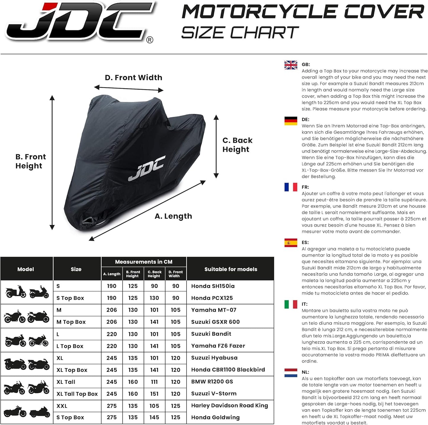 Funda impermeable motocicleta RAIN XL Negro