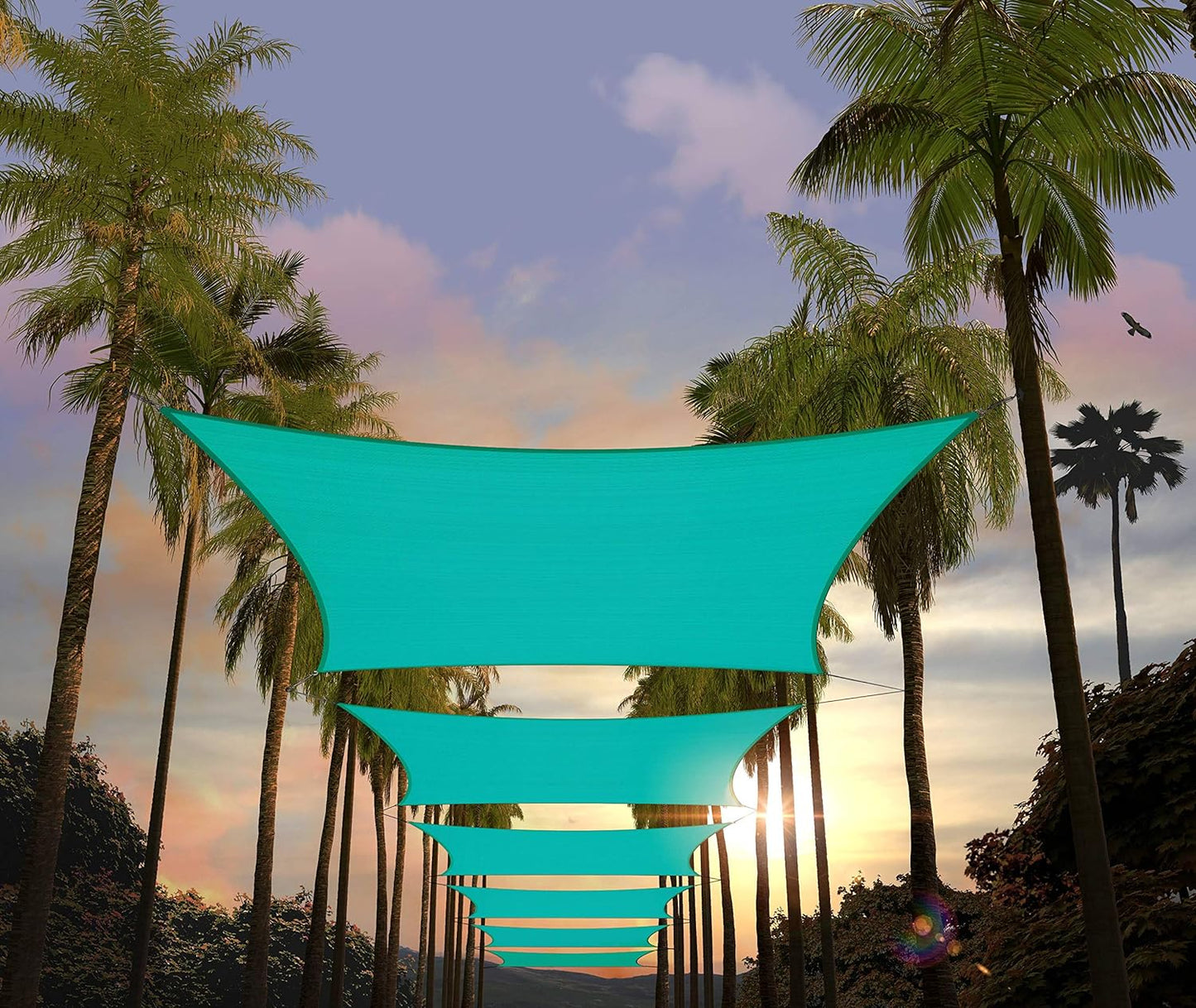 Toldo cuadrado rectangular turquesa 8x12ft tela malla 95% UV