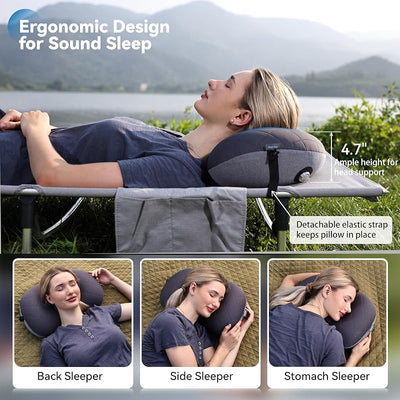 Almohada inflable ultraligera para campamento gris
