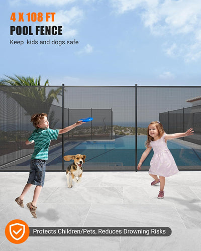 Valla seguridad malla 4x108ft para piscina color negro