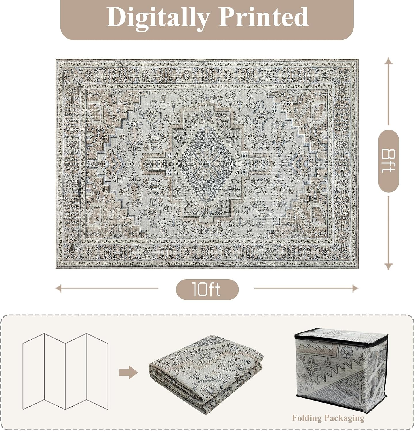 Alfombras lavables 8x10" sala dormitorio antiderrap vintage
