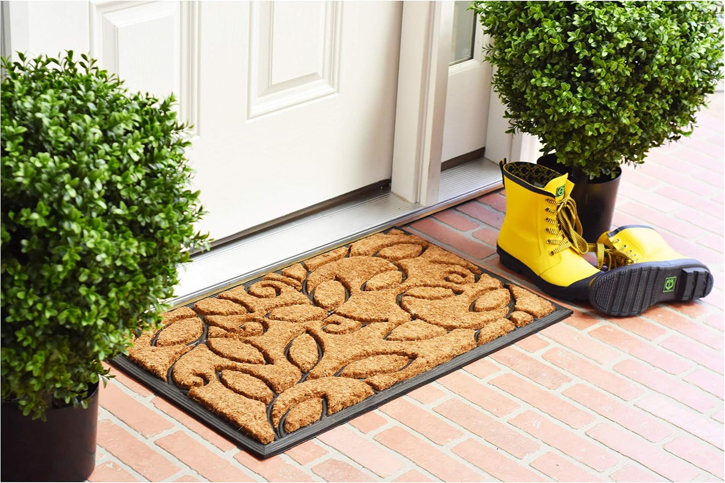 Felpudo hojas vid 24x36pulg natural/negro