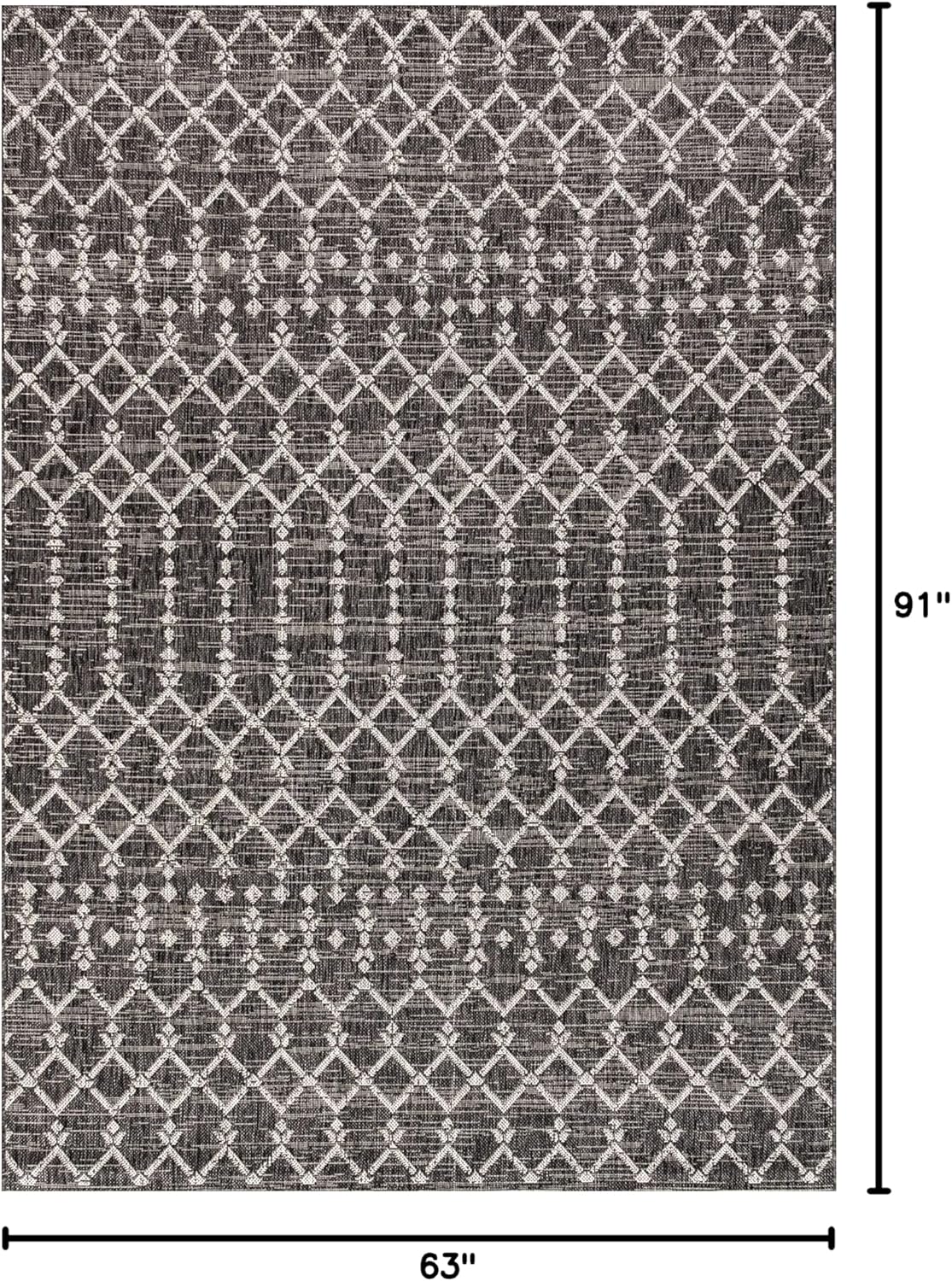 Alfombra marroquí geométrica 5x8ft color negro/gris
