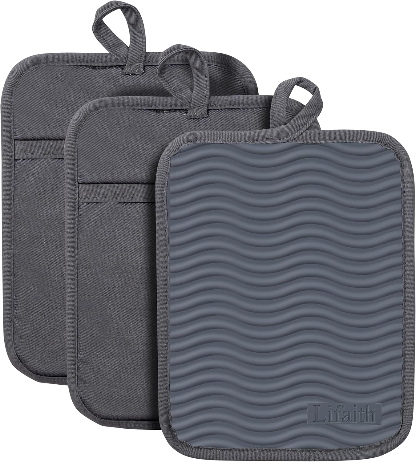Set 3 Soportes Ollas Silicona Antiderrap Gris
