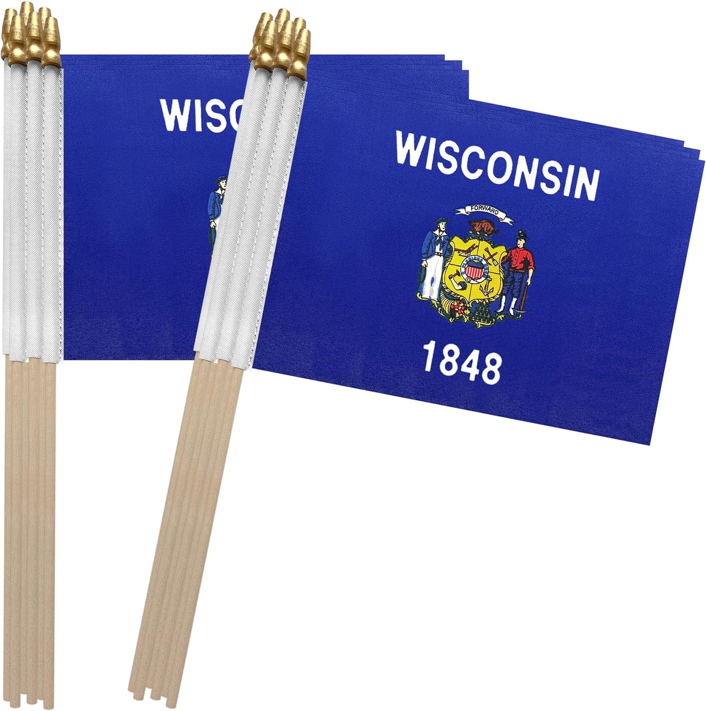 Bandera Wisconsin 5x8pulg Mini en Madera Pack 12