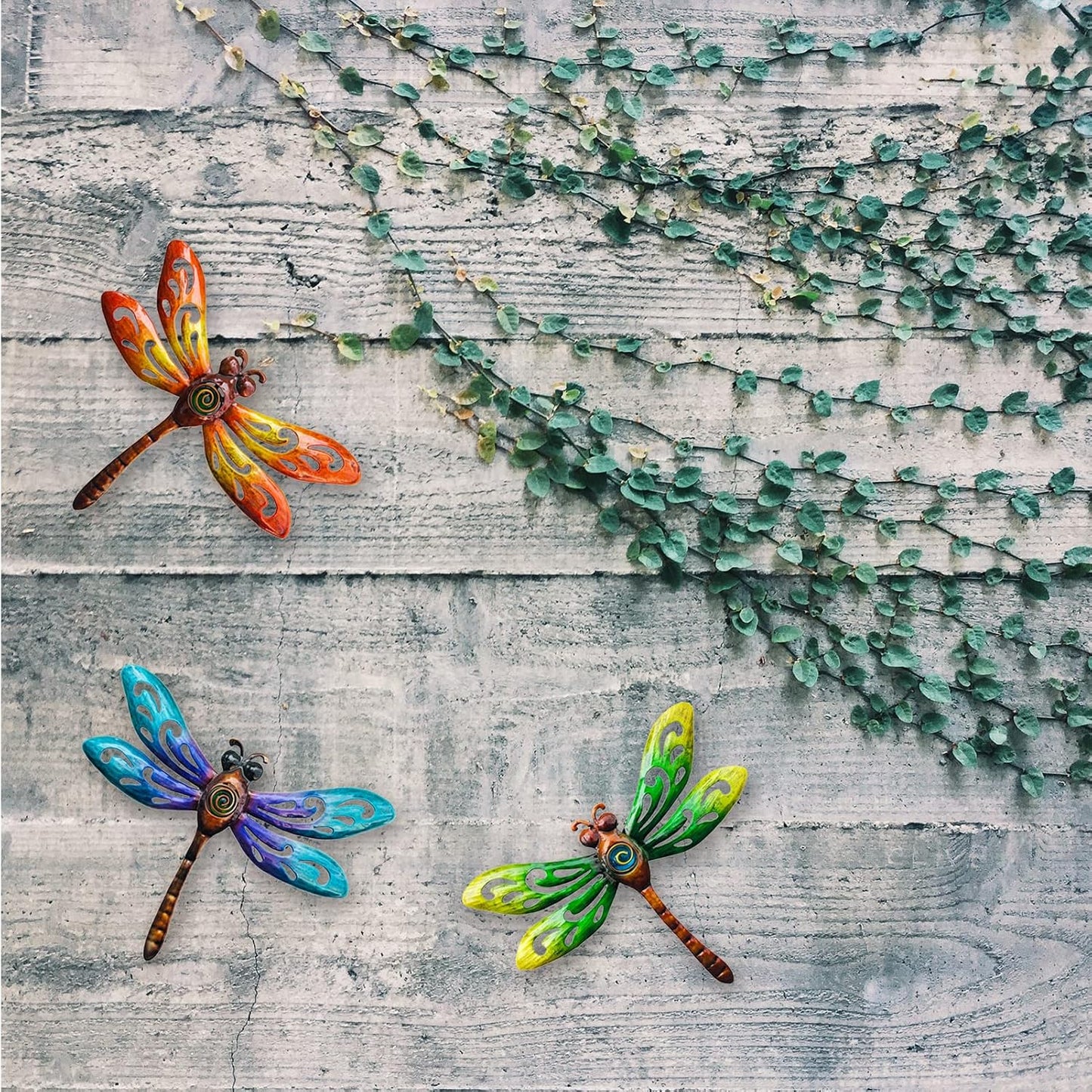 Decoración pared libélula metálica para jardín y sala