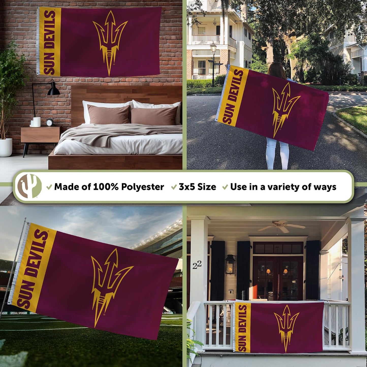 Bandera ASU Sun Devils 3x5ft 100% poliéster