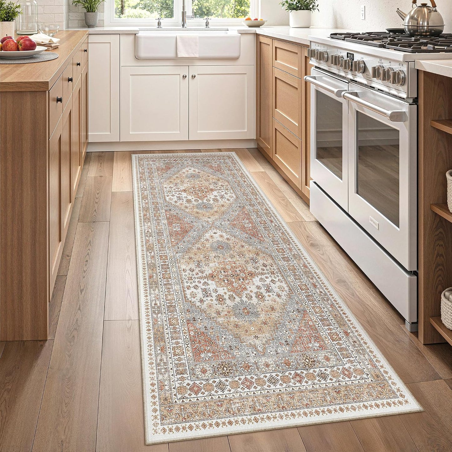 Alfombra pasillo 2x5ft resistente lavable vintage
