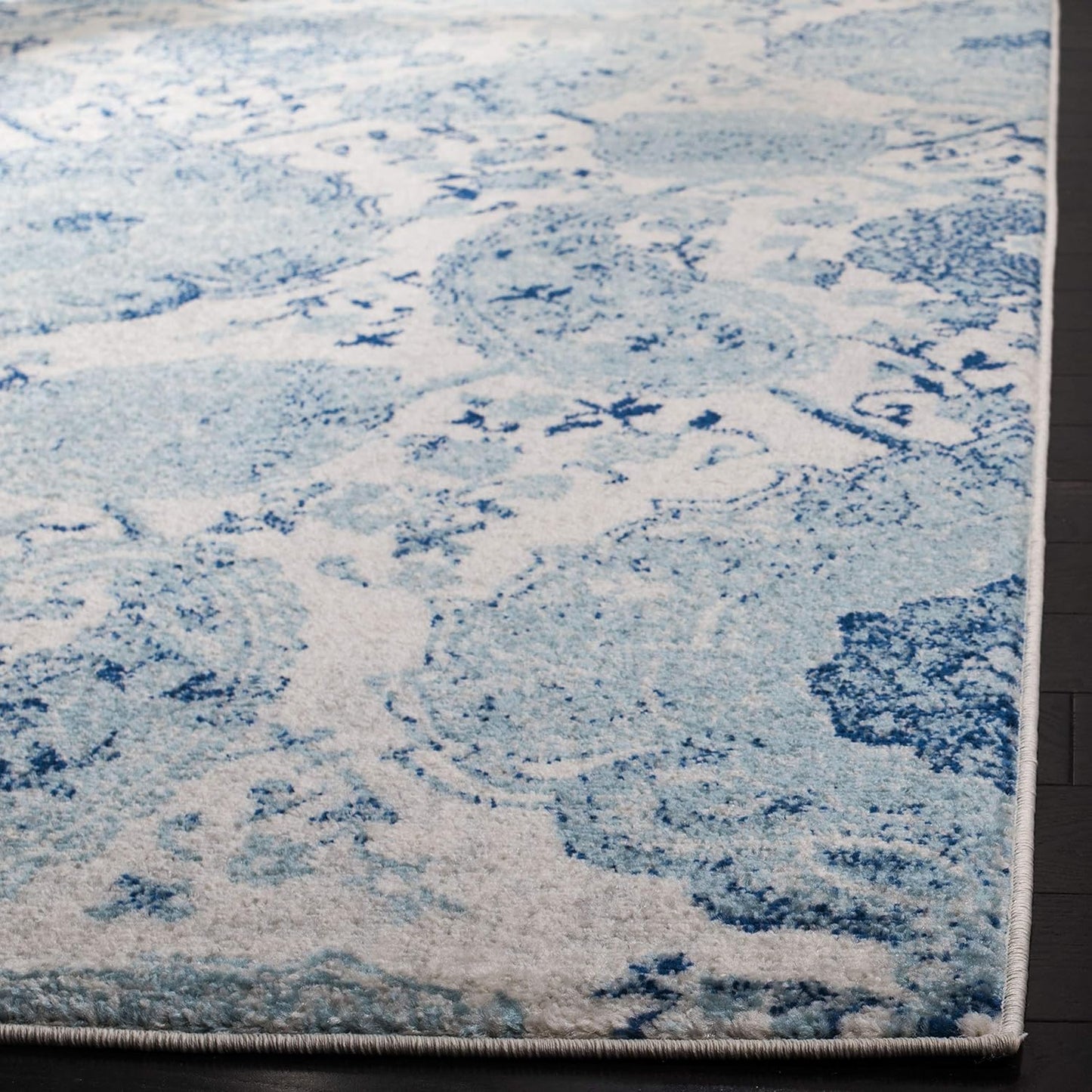 Alfombra decorativa 2'3x4' crema y turquesa paisley