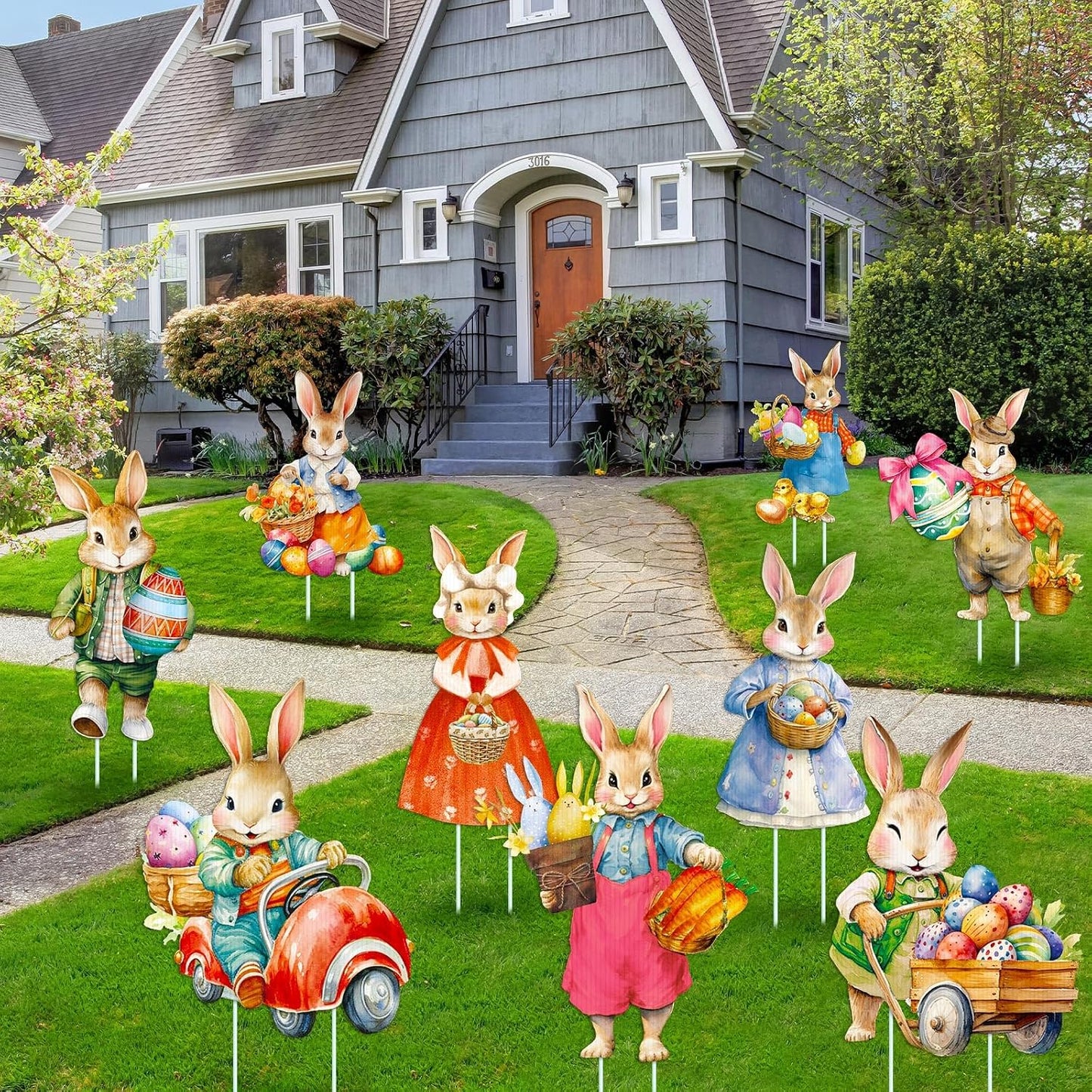 12 Letreros Pascua Conejito Plástico Decoración Exterior Jardín
