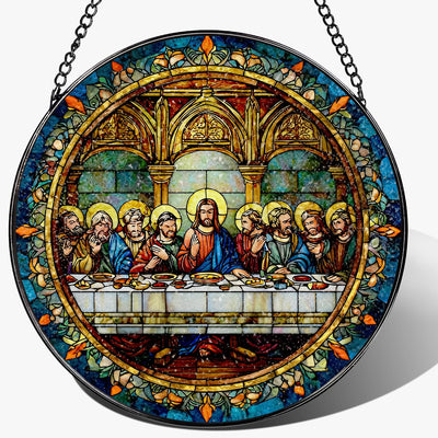 Adorno atrapasol Ultima Cena 8pulg vitral decoracion cristiana