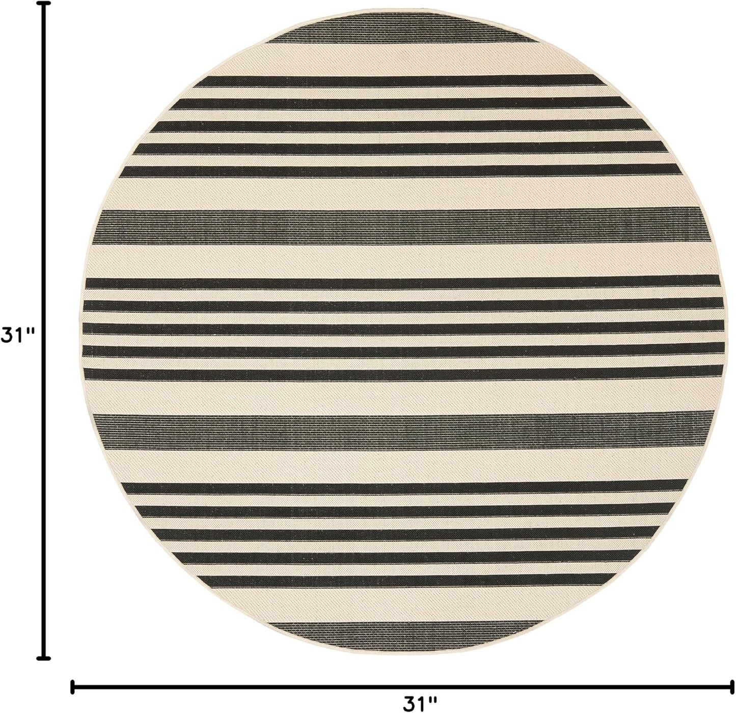 Alfombra decorativa redonda 2.7ft negro hueso